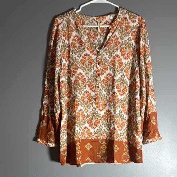 Grand & Greene Orange‎ and Cream Blouse Chic Style - Picture 1 of 7